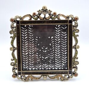 Tizo Jeweled Crystal Enameled 4x4 Frame Amber Champagne Metal